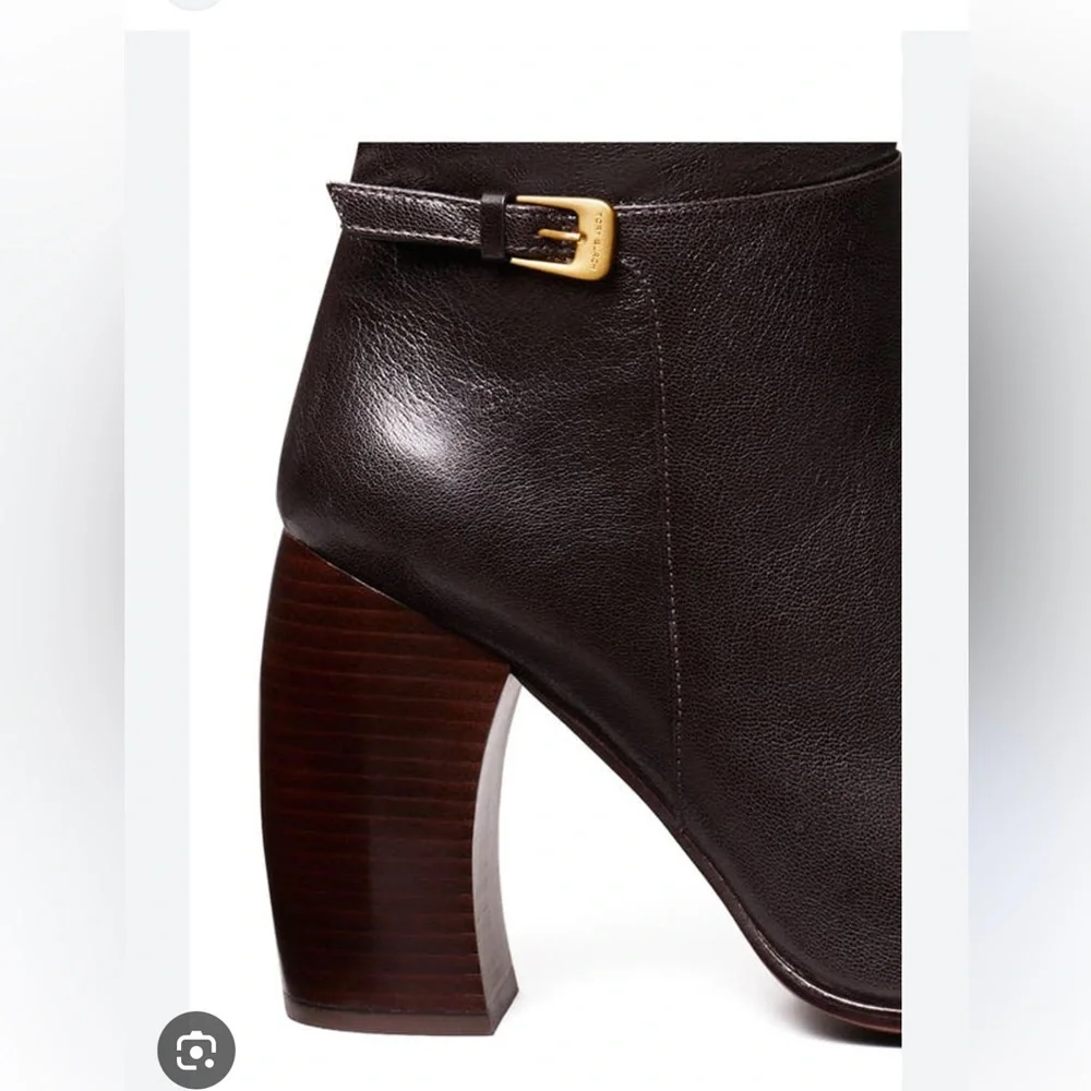 Tory Burch Calf Leather Banana Heel Boot chocolate  Brown John Coco 8 - Picture 2 of 8